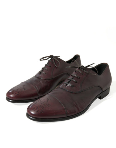 Bordeaux Leather Men Formal Derby Dress Shoes