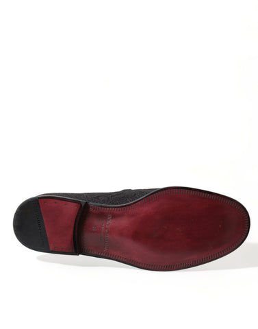 Black Brocade Men Slip On Loafer Dress Shoes