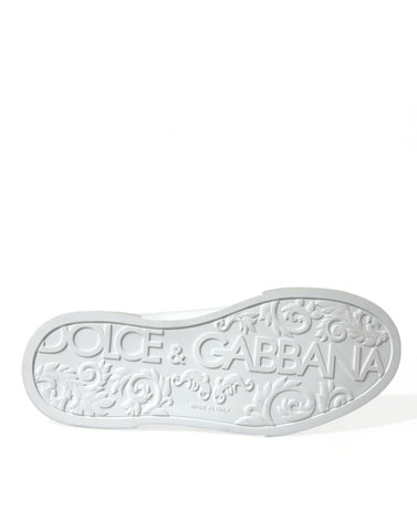 Biało-zielone skórzane trampki Portofino