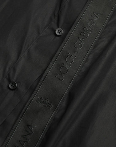 Black Cotton Logo Formal GOLD Dress Shirt