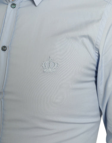 Sky Blue Cotton Men Formal GOLD Dress Shirt