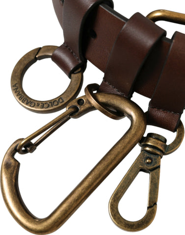 Brown Calf Leather Gold Metal Buckle Belt
