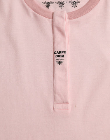 Pink Floral Print Cotton Short Sleeves T-shirt