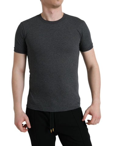 Dark Gray Cotton Crew Neck T-shirt