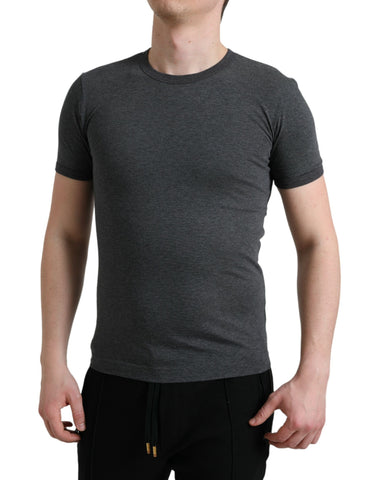 Dark Gray Cotton Crew Neck T-shirt