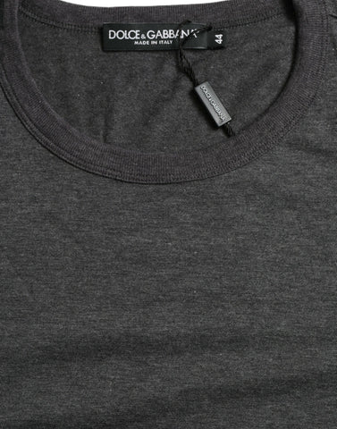 Dark Gray Cotton Crew Neck T-shirt
