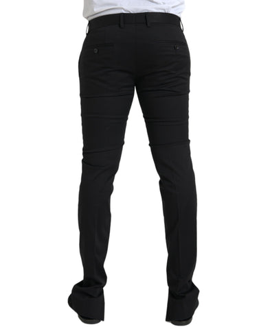 Black Cotton Stretch Skinny Dress Pants