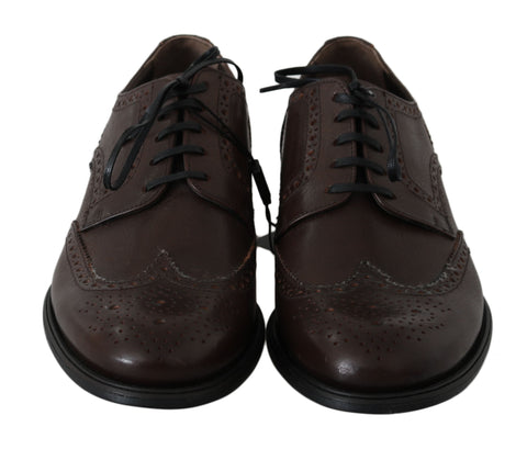 Brown Leather Brogue Derby Dress Shoes
