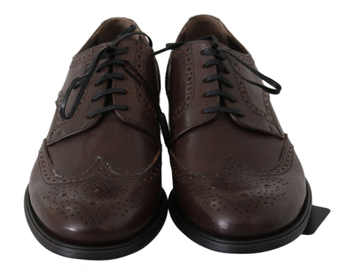Brown Leather Brogue Derby Dress Shoes