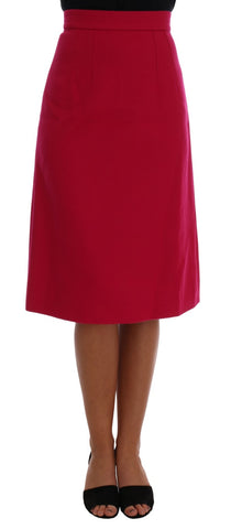 Pink Wool Knee Long A-Line Skirt
