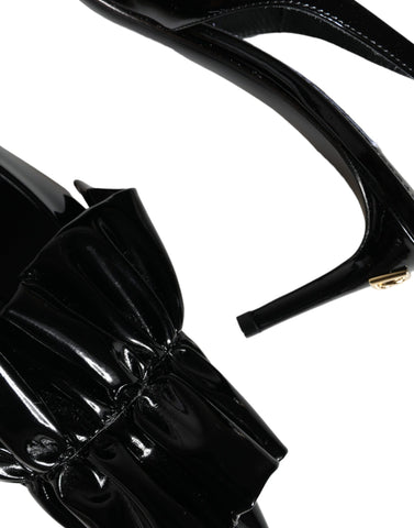 Black Patent Leather Heels Slingback Shoes