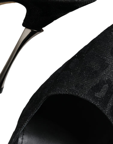 Black Leopard Lurex High Heels Pumps Shoes