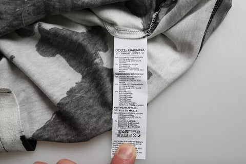 Wielokolorowa bawełniana koszulka z okrągłym dekoltem w kamuflażu