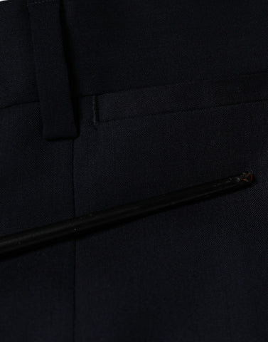 Blue Wool Skinny Formal Dress Pants