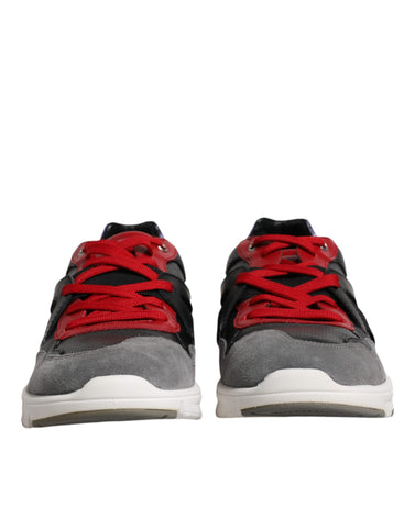 Wielokolorowe skórzane zamszowe niskie trampki