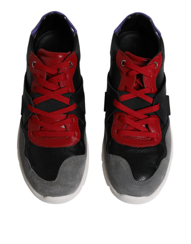 Wielokolorowe skórzane zamszowe niskie trampki