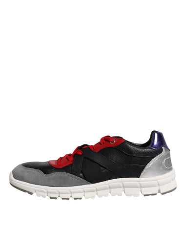 Wielokolorowe skórzane zamszowe niskie trampki