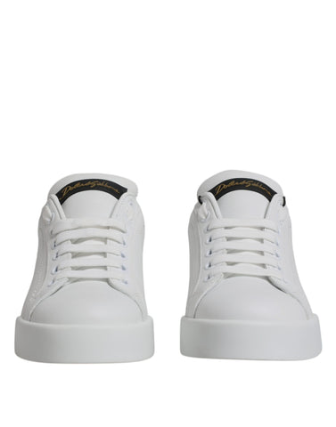 White Leather Classic Low Top Sneakers Shoes