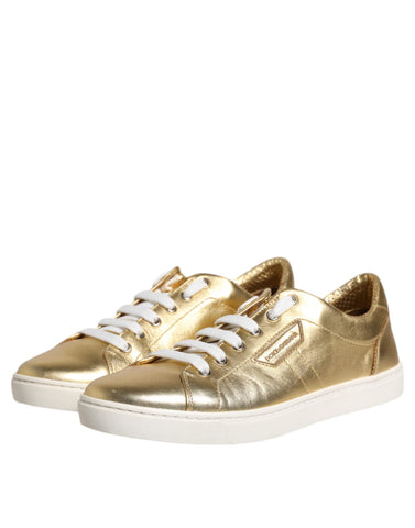 Gold Leather Logo London Men Sneakers Shoes