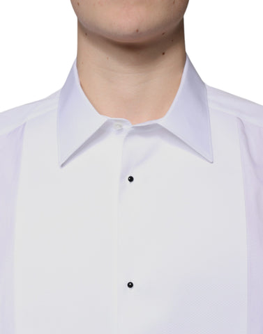 White Bib Cotton Poplin GOLD Formal Shirt