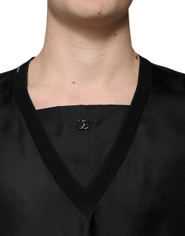 Black Cotton Square Neck Short Sleeve T-shirt