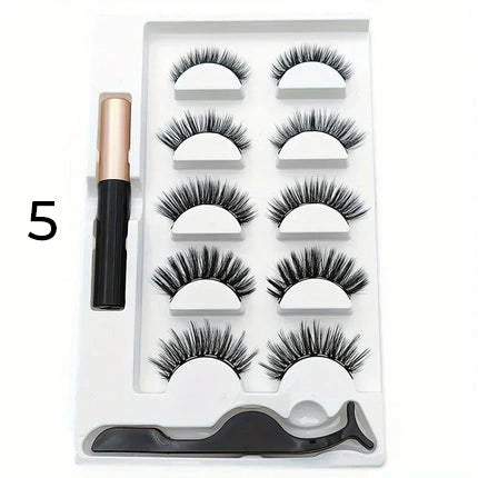 Magnetic Eyelashes Kit with Magnetic Liquid Eyeliner – Glue-Free Reusable Natural Fluffy False Lashes Set