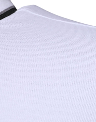 Biała bawełniana koszulka polo z kołnierzykiem typu Crown