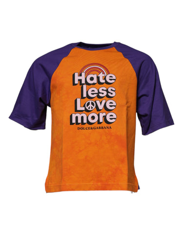Orange Purple Graphic Print Short Sleeves T-shirt