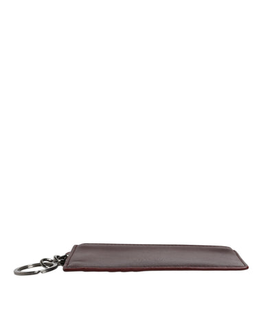Brown Calfskin Leather DG Logo Card Holder Wallet