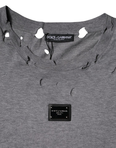 Gray Logo Crew Neck Short Sleeves T-shirt