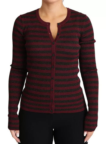 Black Red Striped Womens Cardigan Sweater
