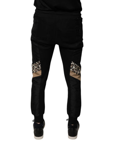 Black Leopard Slim Fit Jogger Pants