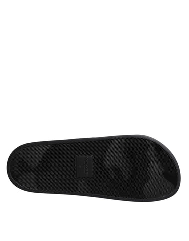 Black Divers Leather Flats Slides Sandals Beachwear Shoes