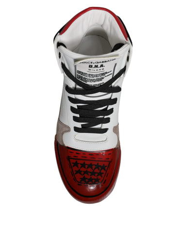 Wielokolorowe skórzane trampki za kostkę