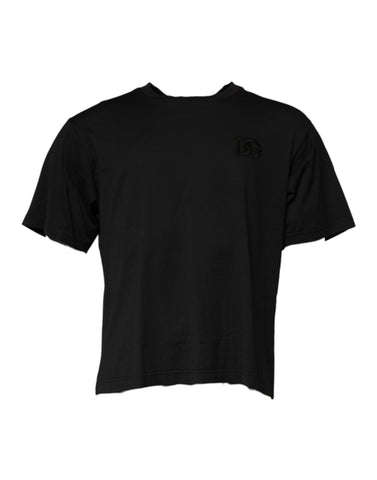 Black DG Logo Cotton Crew Neck T-shirt