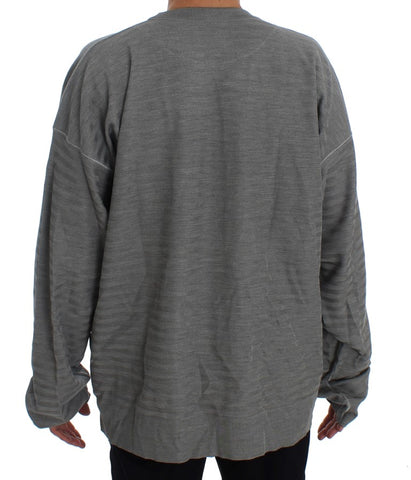 Gray Crewneck Pullover Silk Sweater