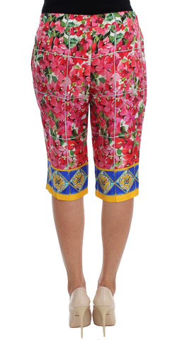 Multicolor Floral Knee Capris Shorts Pants