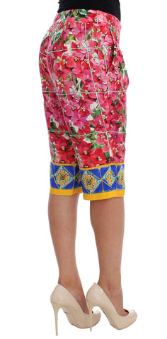 Multicolor Floral Knee Capris Shorts Pants