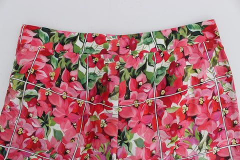 Multicolor Floral Knee Capris Shorts Pants