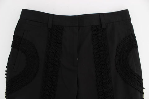 Black Cotton Stretch Torero Capris Pants