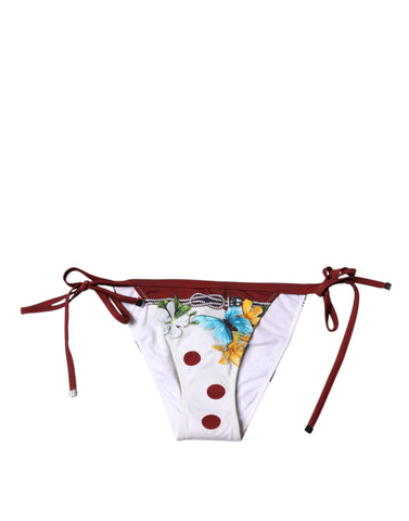 White Floral Print Swimsuit Bikini Bottom Swimwear