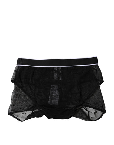 Black Tulle Nylon Mid Waist Panty Underwear