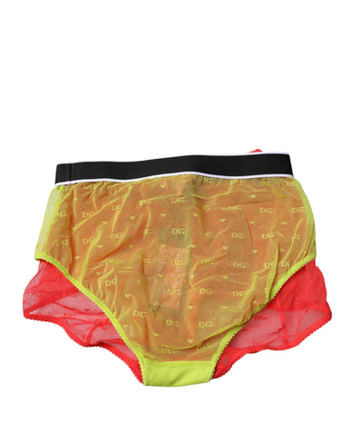 Red Yellow Tulle Mid Waist Panty Underwear