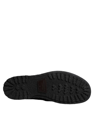 Black Pony Style Leather Mid Calf Boots Shoes