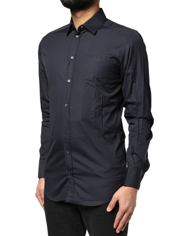 Dark Blue GOLD Cotton Long Sleeves Dress Shirt