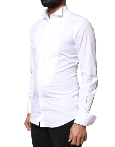 White GOLD Cotton Poplin Bib Formal Men Dress Shirt