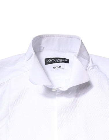 White GOLD Cotton Poplin Bib Formal Men Dress Shirt