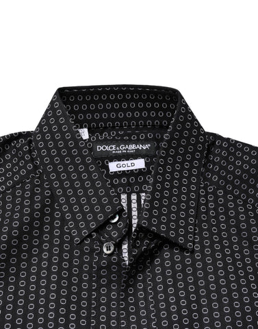 Black GOLD Patterned Cotton Men Dress Shirt