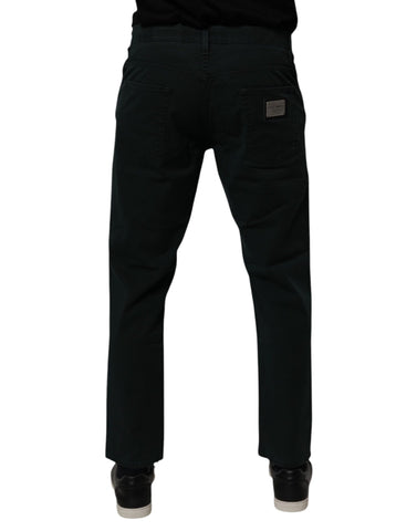 Dark Green Cotton Loose Men Denim Jeans