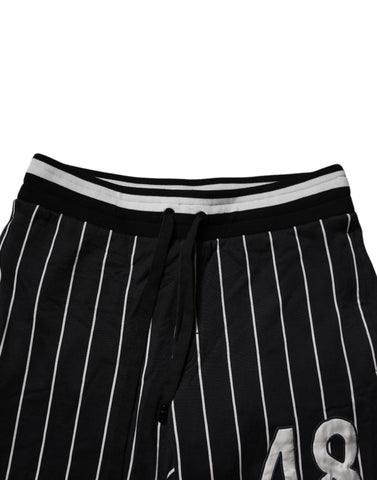 Black White Stripes Jogger Sweatpants Pants